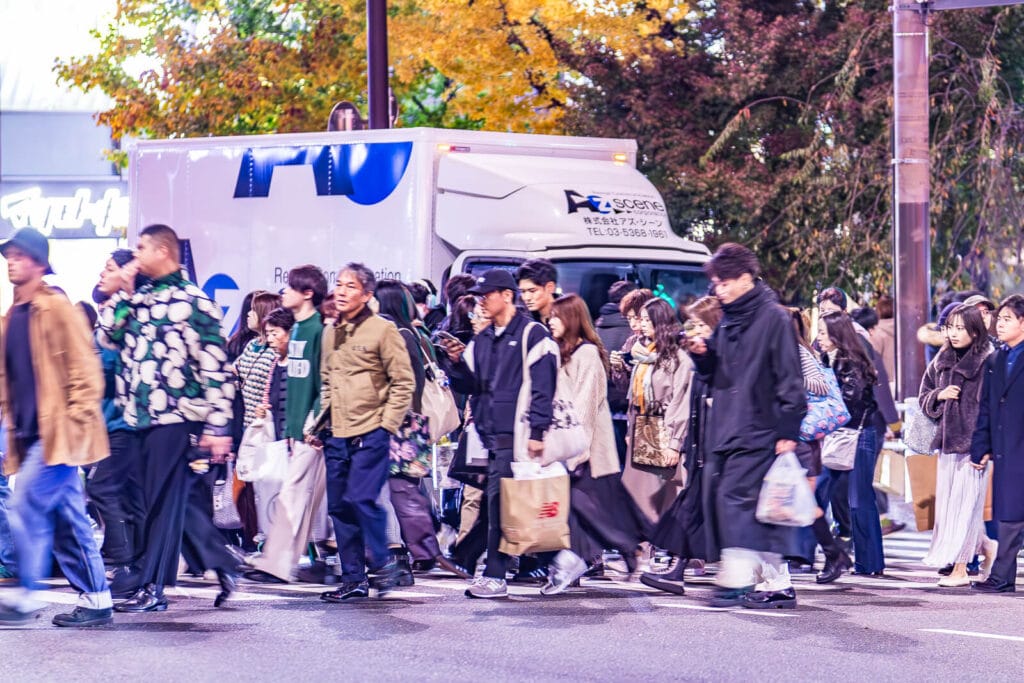 People crossing the street in Harajuku.