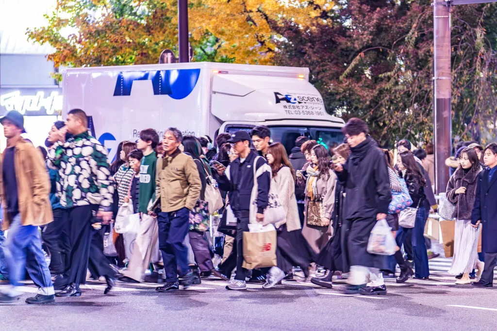 People crossing the street in Harajuku.