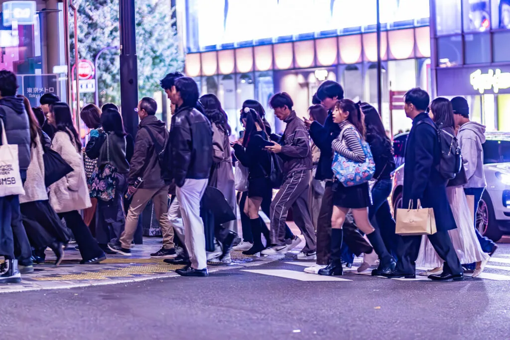 People crossing the street in Harajuku.