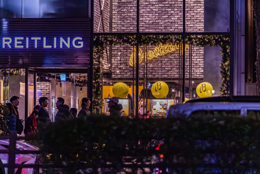 People walking in front of Breitling shop in Cat Street Harajuku