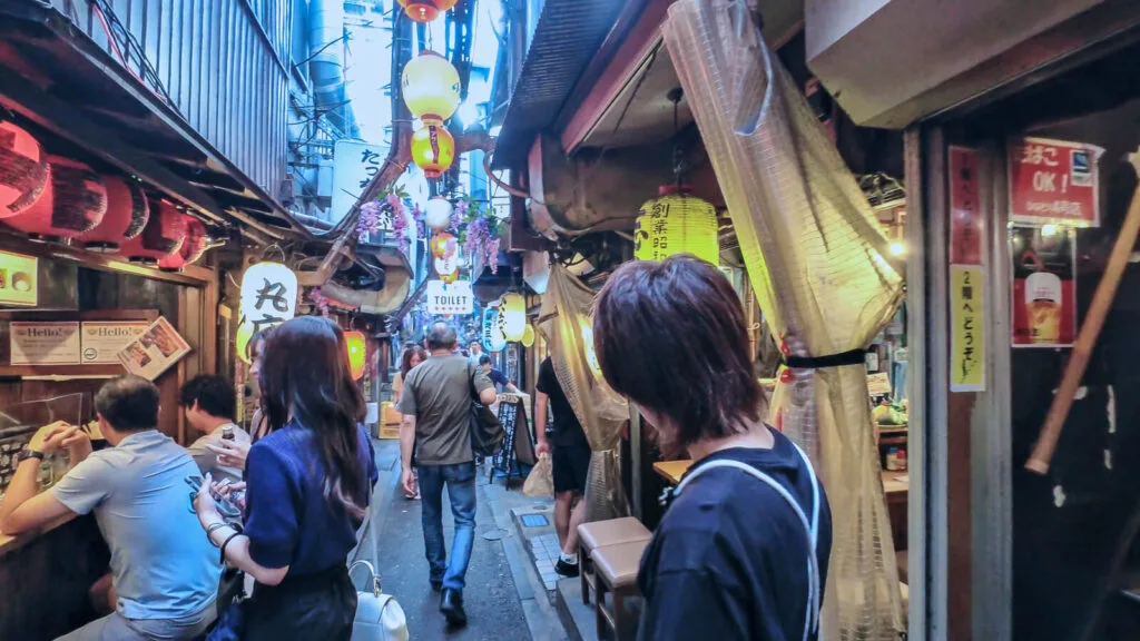 An evening view of the Omoide Yokocho. 