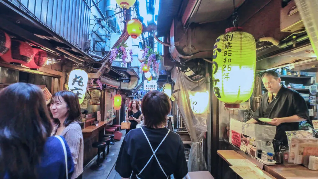 An evening view of the Omoide Yokocho. 