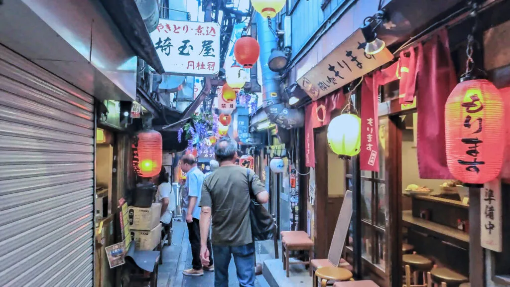 An evening view of the Omoide Yokocho. 