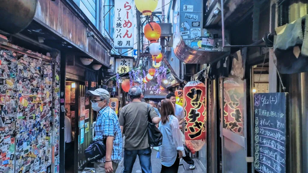 An evening view of the Omoide Yokocho. 