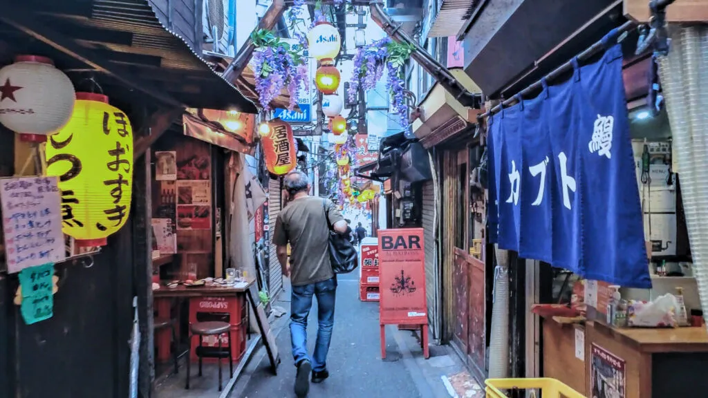 An evening view of the Omoide Yokocho. 