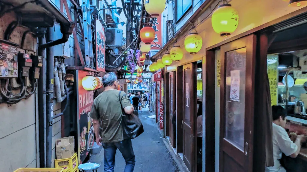 An evening view of the Omoide Yokocho. 